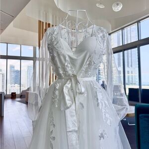 White Flowing Luxury Bridal Robe